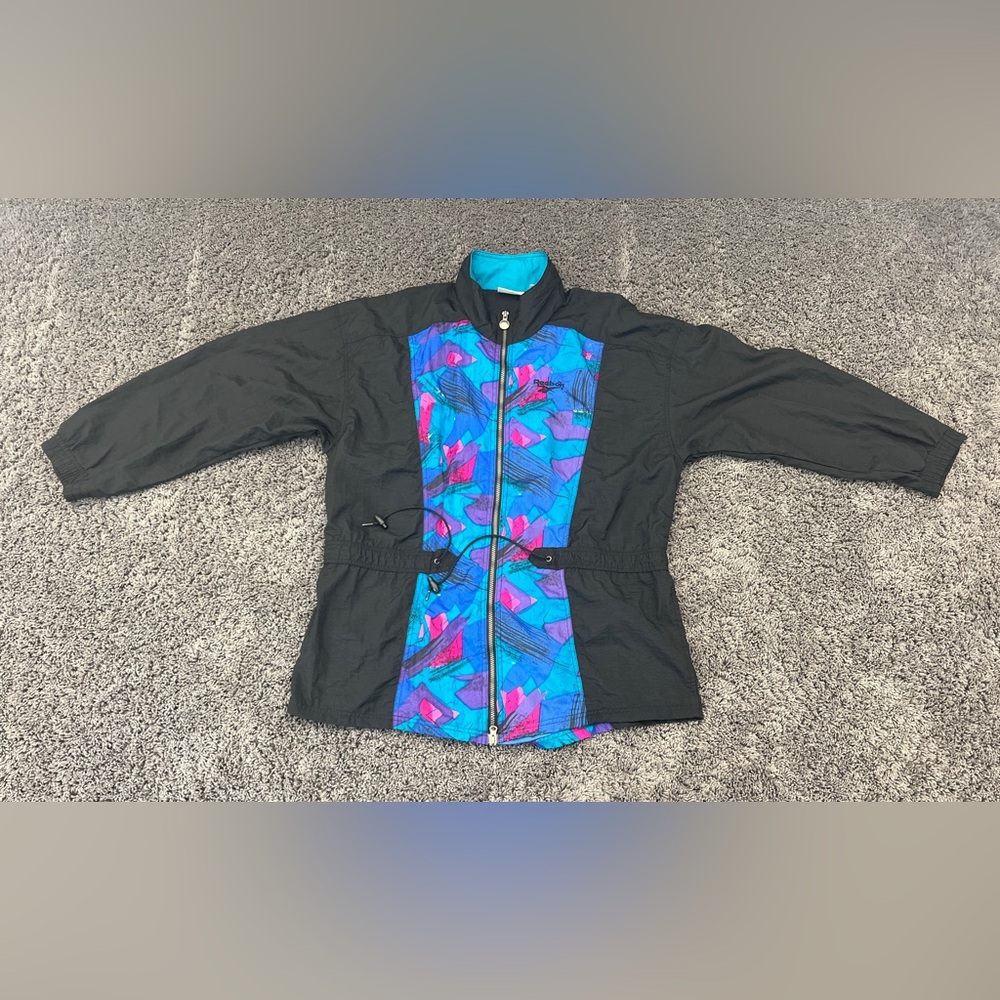 Vintage Reebok Women’s Windbreaker Colorful Track Nylon Size Extra Large 80s 90s